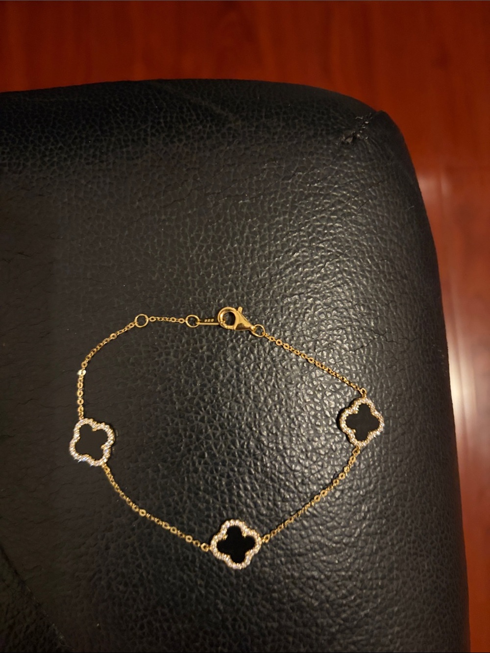 Rachel Zoe Gold Bracelet with Black Clover Charms - Picture 4 of 4